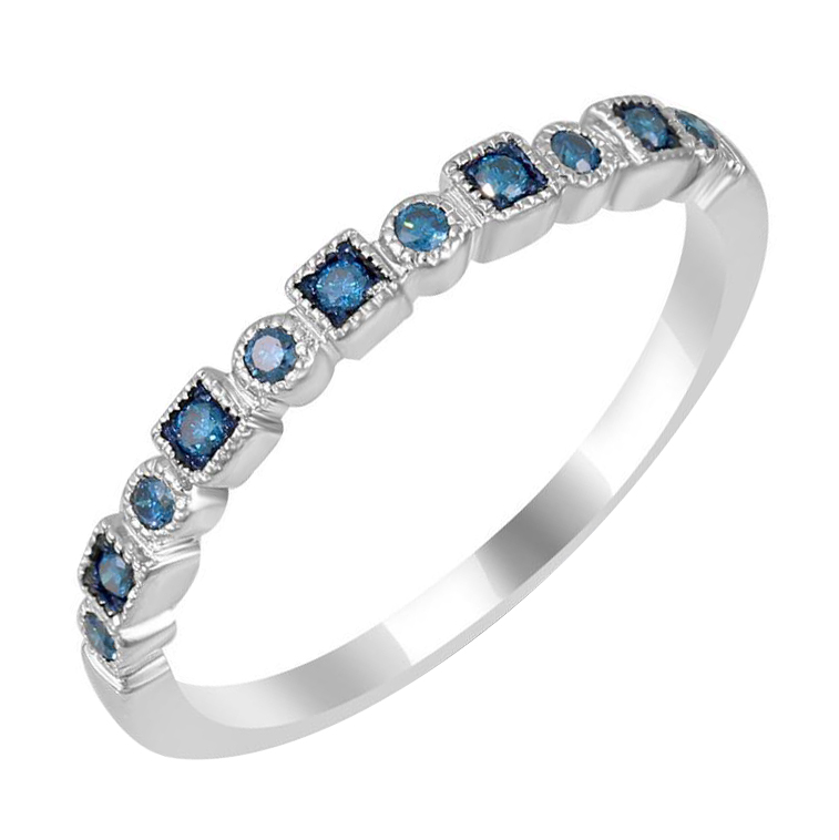 Zlatý prsteň s modrými diamantmi 59603
