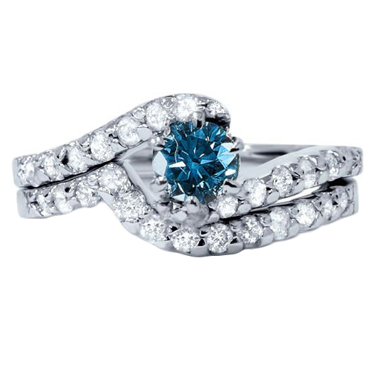 Svadobný set s centrálnym modrým diamantom 60113