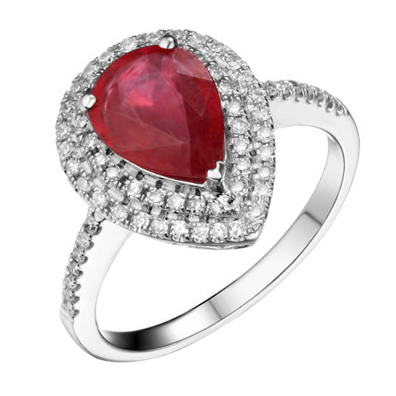 Zlatý prsteň s rubínom a diamantmi Ranja 60173