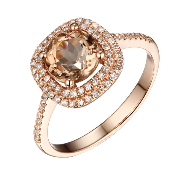 Morganitový prsteň s diamantmi Elynora