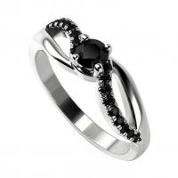 Zásnubný platinový prsteň s čiernymi diamantmi Roxie