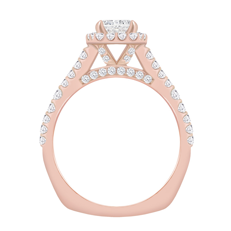 Zásnubný halo prsteň posiaty diamantmi 60843