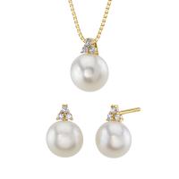 Romantická zlatá kolekcia šperkov s bielymi perlami a zirkónmi Narina