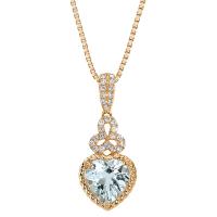 Zlatý náhrdelník s akvamarínovým srdcom a lab-grown dimamantmi Agata