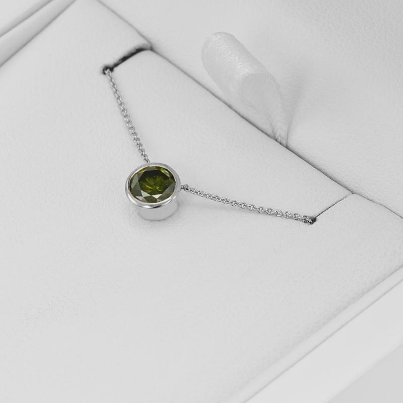 Platinový náhrdelník so zeleným diamantom 71463