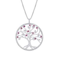 Strieborný rhodolitový náhrdelník v tvare stromu života Edric