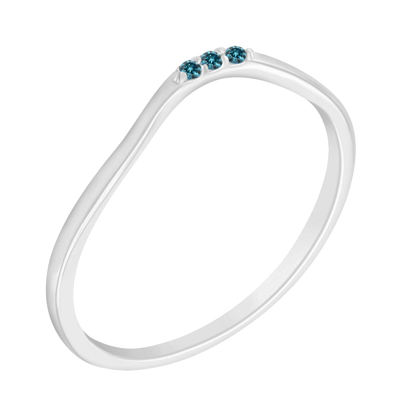 Strieborný prsteň s tromi modrými diamantmi 72873