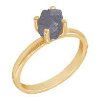 Zlatý prsteň so surovým diamantom v tmavosivej farbe Liam