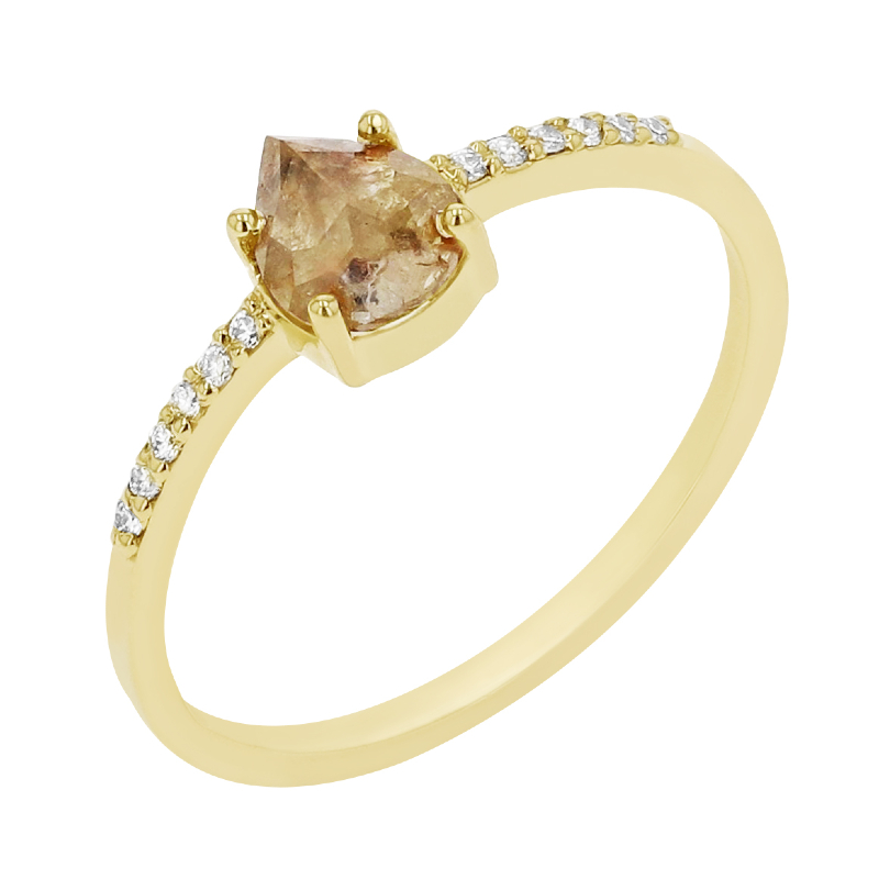 Dokonalý zásnubný prsteň so žltým pear diamantom