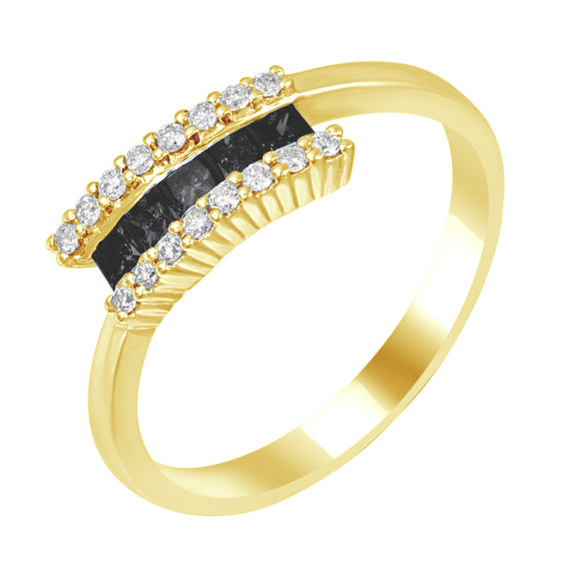 Zlatý prsteň s čiernymi diamantmi 78863