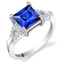 Strieborný prsteň s modrým zafírom a zirkónmi Polynt