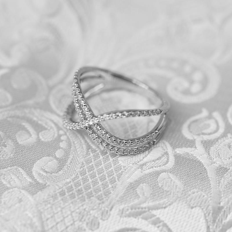 Dvojitý diamantový prsteň z bieleho zlata 79313