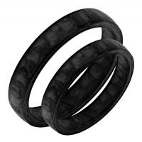 Mierne zaoblené snubné prstene z karbónu Tomila