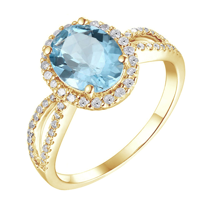 Zlatý prsteň s akvamarínom Azure 82813
