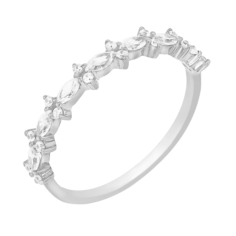 Romantický eternity prsteň s diamantmi z bieleho zlata 84303