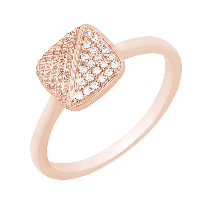 Atypický prsteň s trblietavými diamantmi z ružového zlata