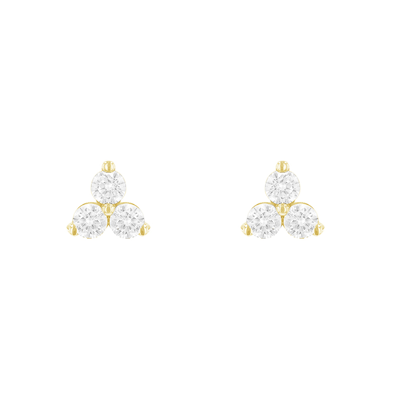 Romantické náušnice s tromi diamantmi 85403