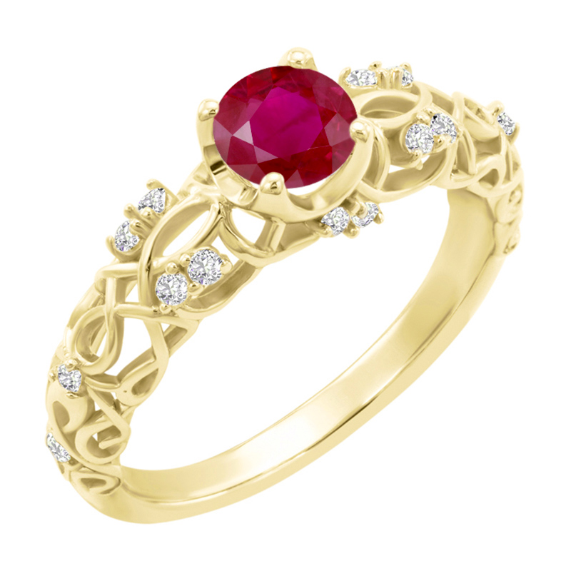 Vintage zásnubný prsteň s rubínom a diamantmi Charlotta 87693