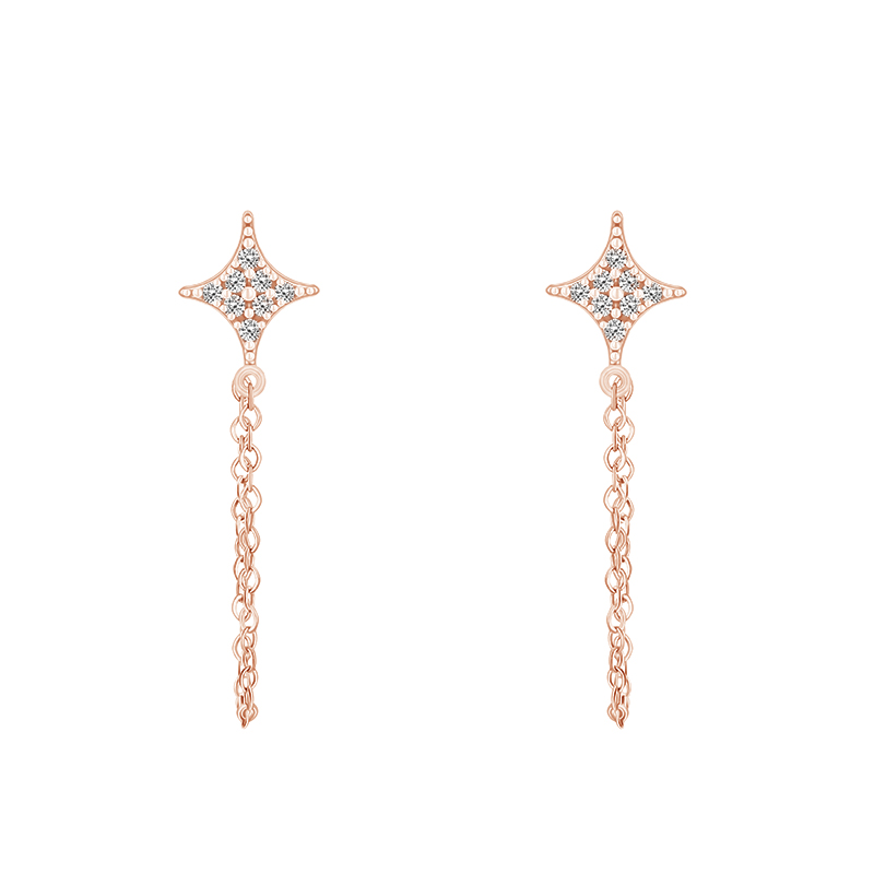 Náušnice s diamantovými hviezdami z ružového zlata 90873