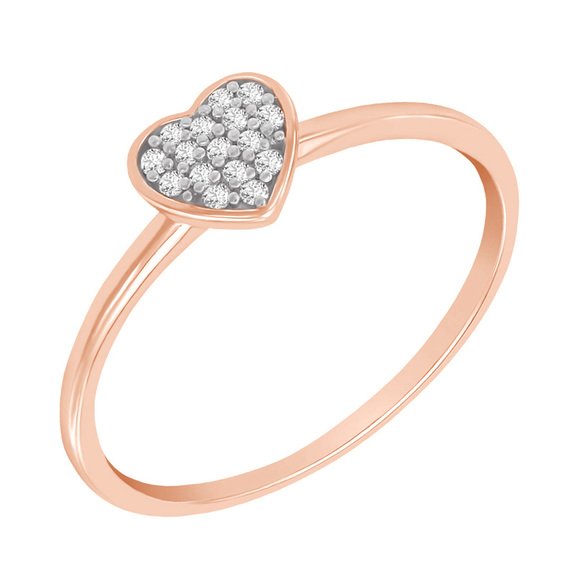 Zlatý prsteň v tvare srdca plný diamantov 91013