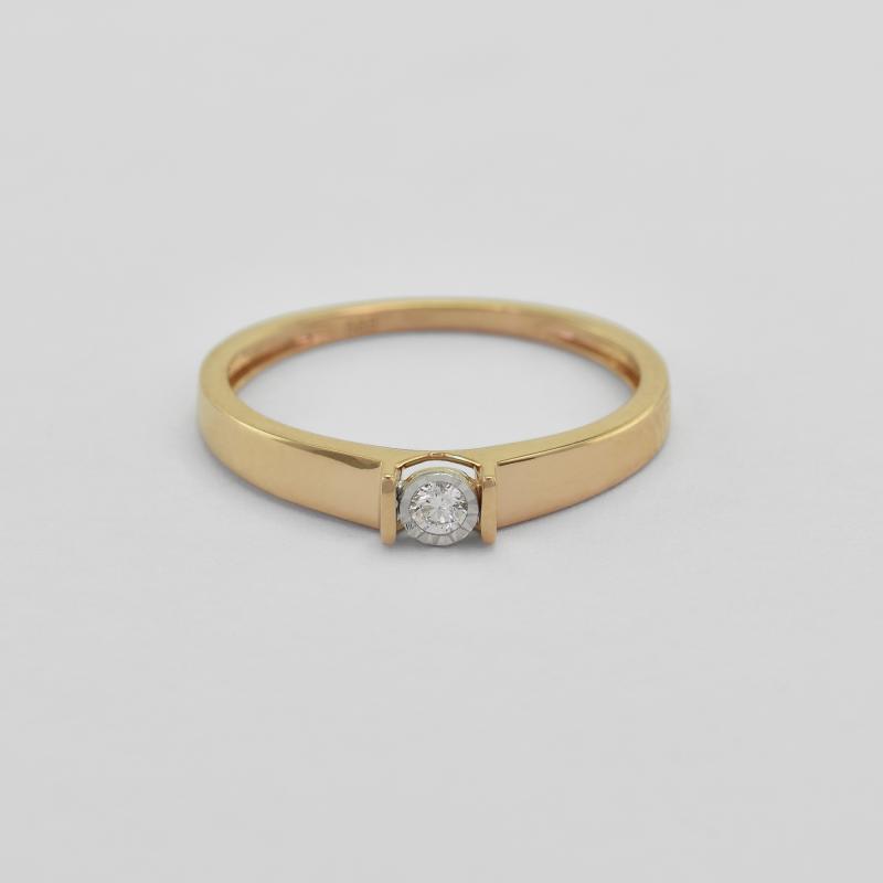 Elegantný zlatý prsteň s diamantom z ružového zlata 91513