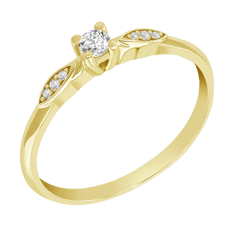 Zlatý prsteň s postrannými diamantmi 91523