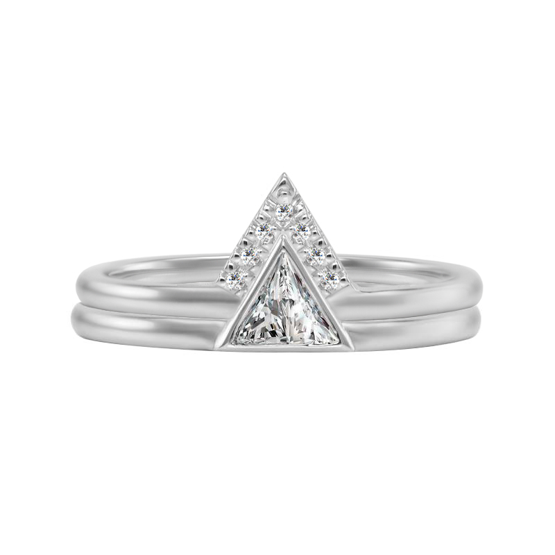 Zlatý svadobný set prsteňov v tvare trojuholníkov