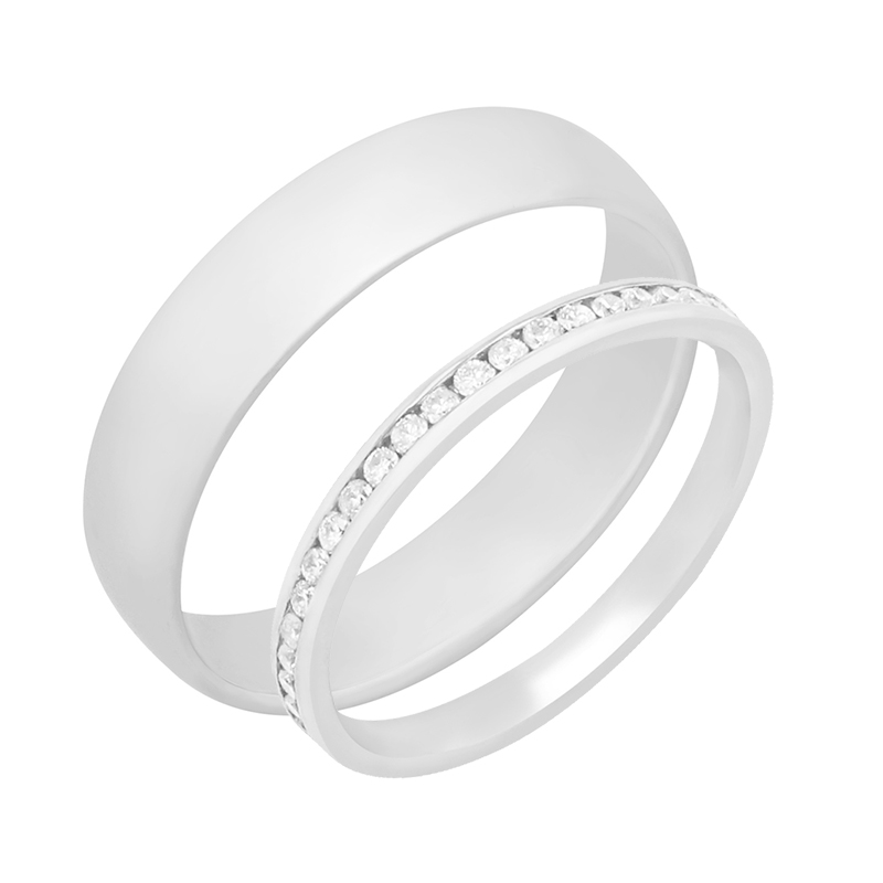 Dámský eternity diamantový prsten a pánský komfortní prsten