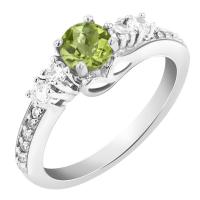 Romantický strieborný prsteň s olivínom Clarke