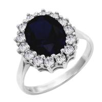 Zlatý prsteň s modrým zafírom a diamantmi Zanite