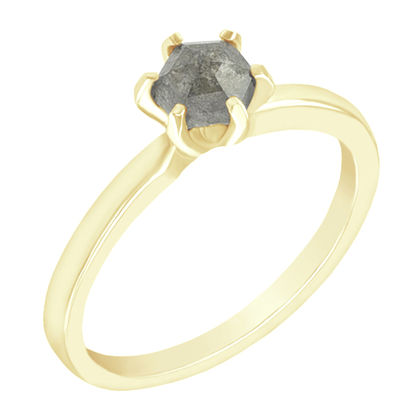 Zásnubný prsteň s hexagon salt´n´pepper diamantom Ronnie 97483
