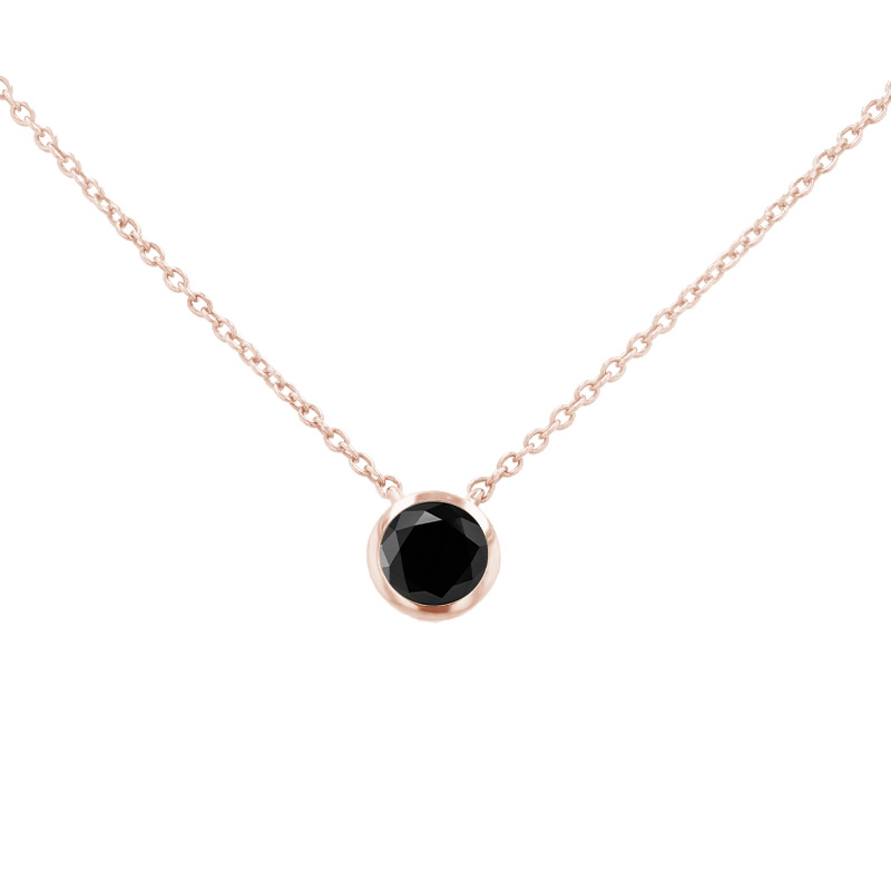 Zlatý náhrdelník s čiernym diamantom Linli 97923