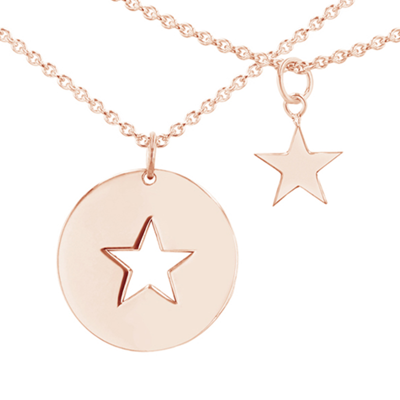 Set strieborných náhrdelníkov v tvare hviezdy pre dvoch Merlin