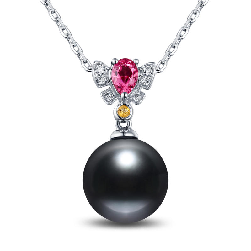 Perlový náhrdelník s diamantom a turmalínom Tanwy