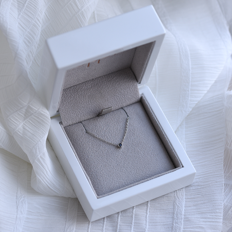 Strieborný minimalistický náhrdelník s čiernym diamantom Vieny 103654