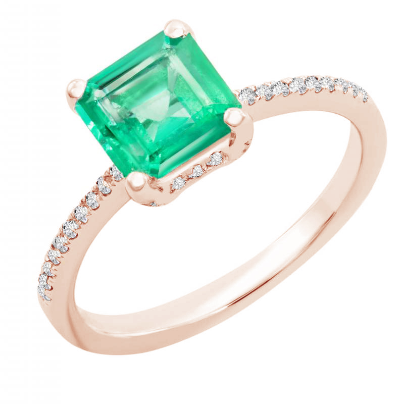 Zlatý prsteň s princess smaragdom a diamantmi Lancho 104294