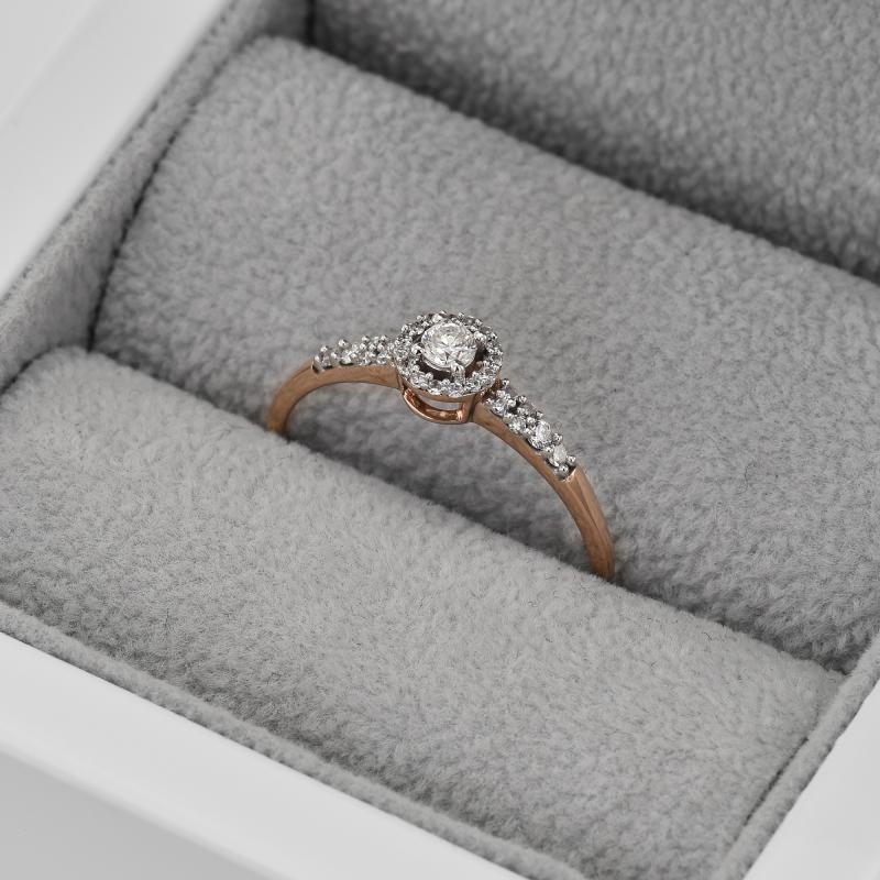 Strieborný halo prsteň s lab-grown diamantmi Ranveer 104514