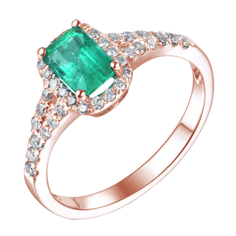 Zlatý prsteň so smaragdom a diamantmi Dazzia 104574