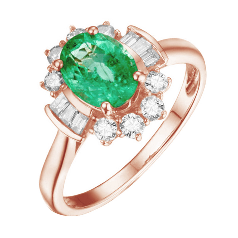 Oklúzľujúci zásnubný prsteň s 1.2ct smaragdom a diamantmi Kalie 104584