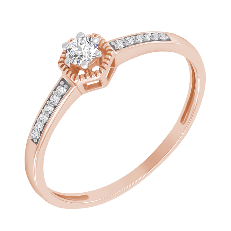 Strieborný prsteň s postrannými lab-grown diamantmi Kelote 104624