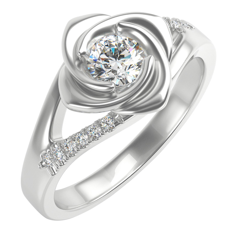 Zlatý prsteň v tvare ruže s diamantmi Luwe 104824