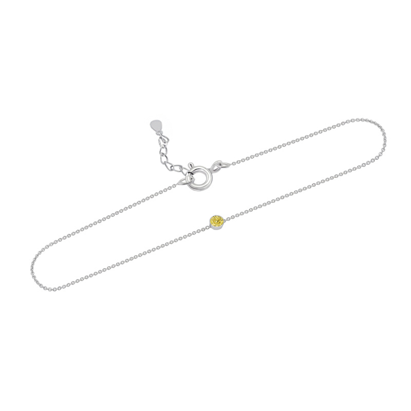 Strieborný minimalistický náramok so žltým diamantom Lepio