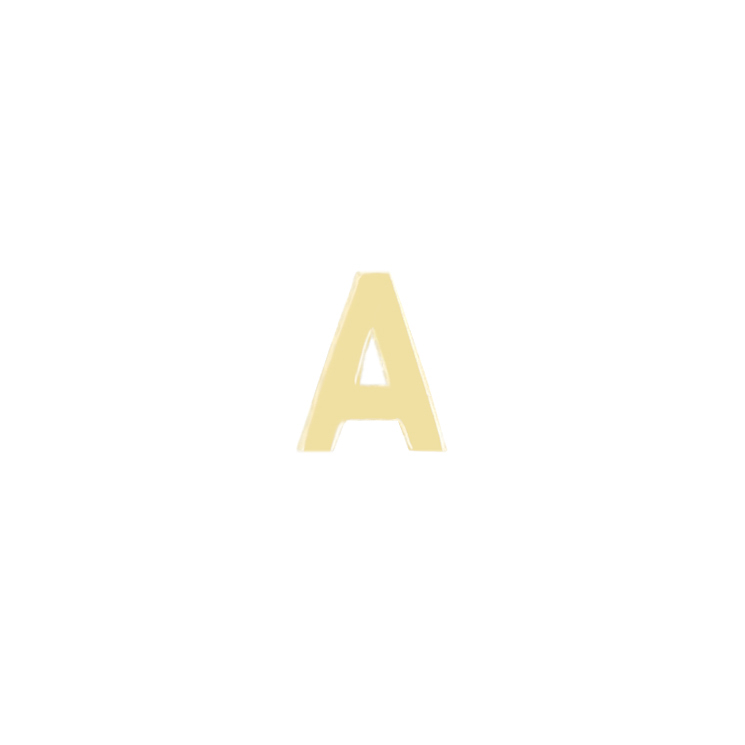 Zlatá náušnica s písmenom Alphabet