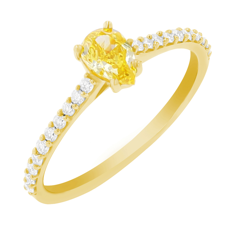 Zásnubný prsteň s 0.44ct IGI certifikovaným žltým lab-grown diamantom Aicha