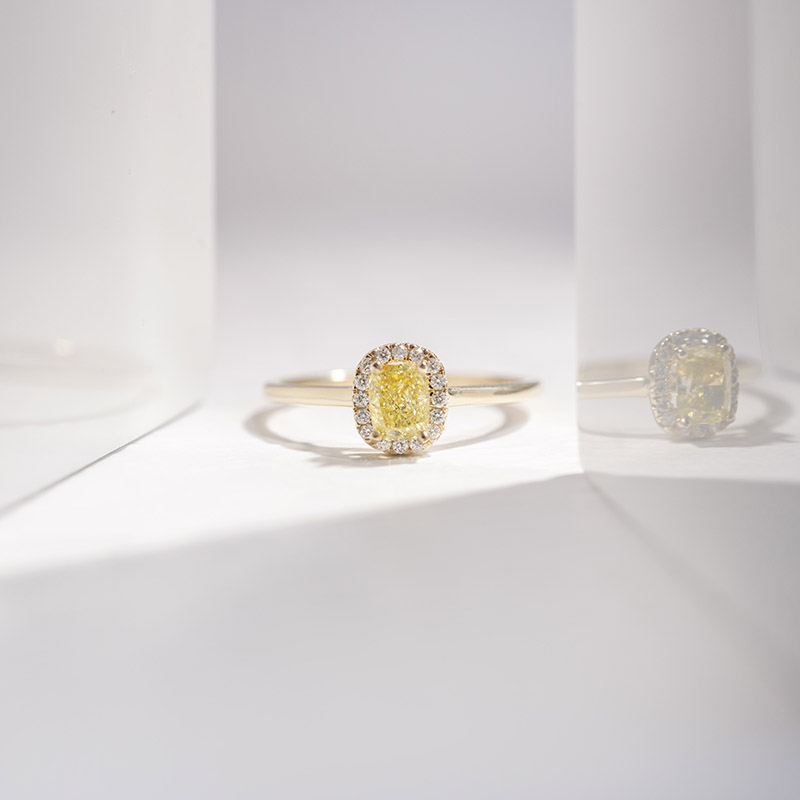 Zásnubný prsteň s 0.46ct IGI certifikovaným žltým lab-grown diamantom Velia 111344