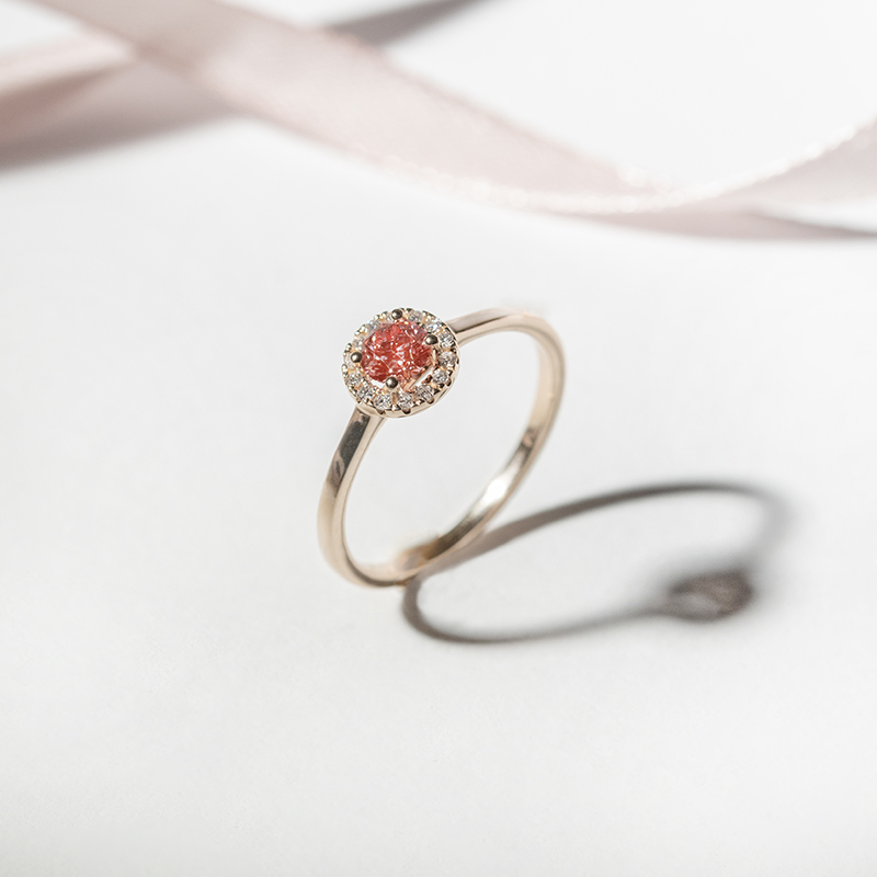 Halo prsteň s 0.29ct IGI certifikovaným ružovým lab-grown diamantom Josipa 113524