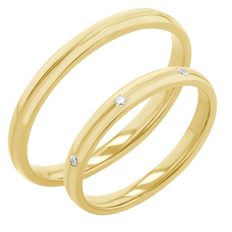 Zlaté svadobné prstene s diamantmi Mileva