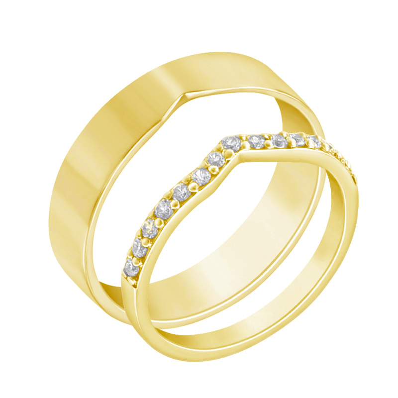 Zlatý eternity prsteň s lab-grown diamantmi a pánský plochý prsteň Magee