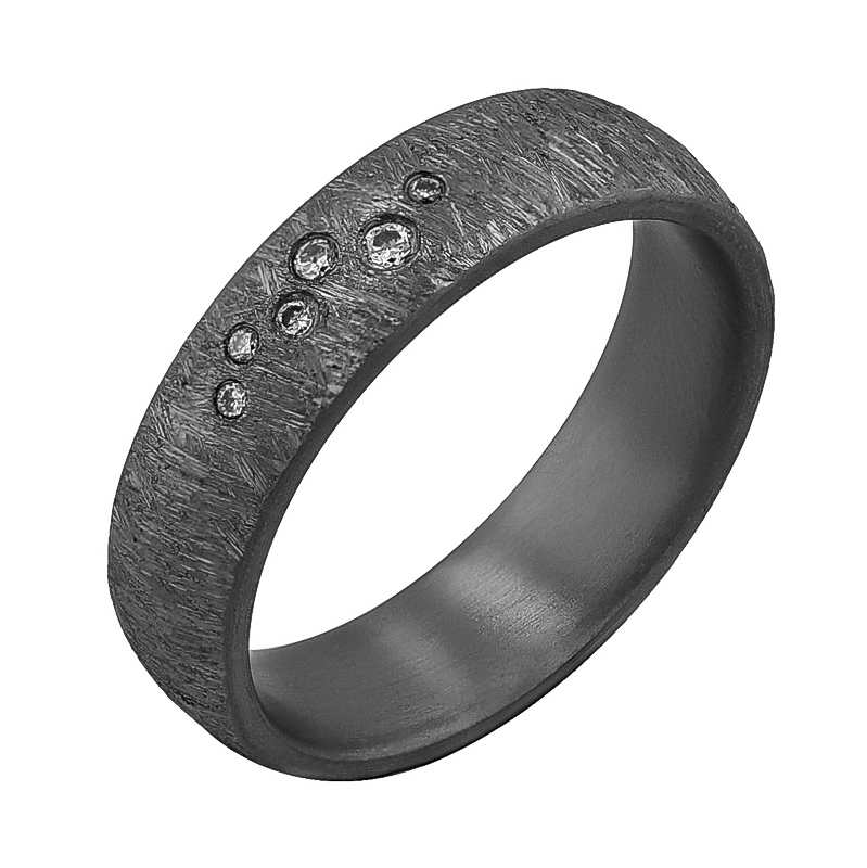 Škrabané snubné prstene z tantalu s diamantmi Nell 124264