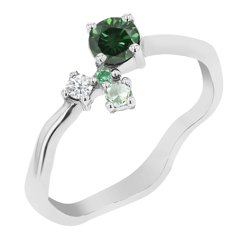 Cluster prsteň so zeleným diamantom a drahokamami Roth 124644